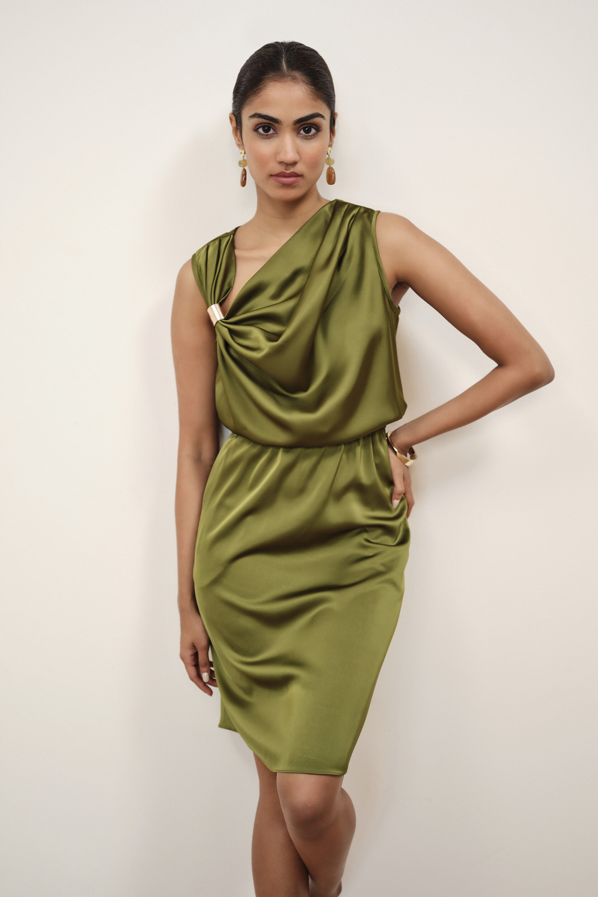 Carlena Olive Dress, Olive, image 3